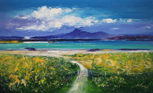 Painting by Jolomo - John Lowrie Morrison - Through the gate to Traigh Bhan Iona